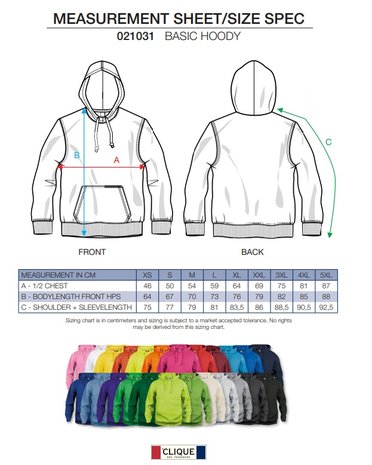 CLIQUE 021031 Basic Hoodie BEDRUKKEN